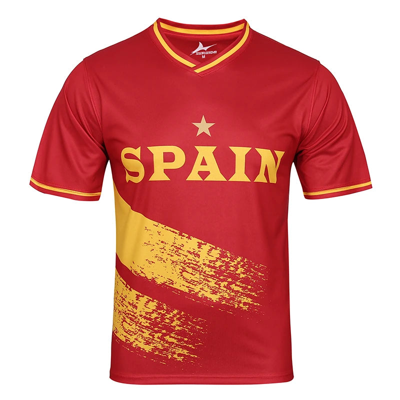 Top 24 of the European Soccer Jersey, Italy, France, Germany, Spain, Football Shirts Short Sleeve for Men, Quick drying