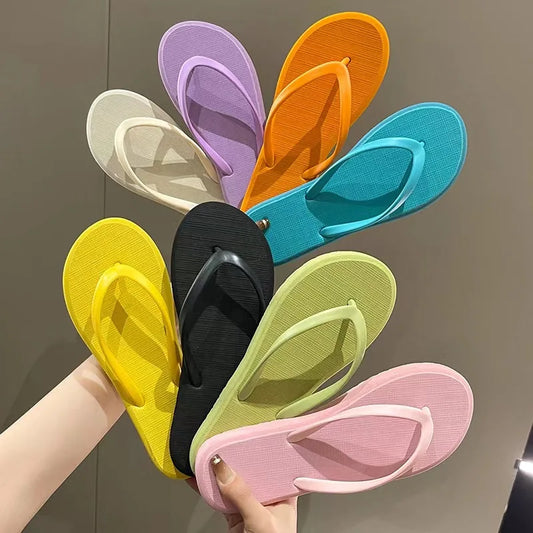 Solid Color Non-slip Leisure Couple Slippers Women Summer