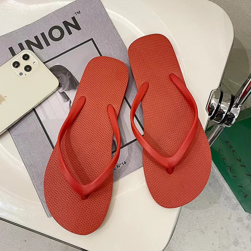 Solid Color Non-slip Leisure Couple Slippers Women Summer