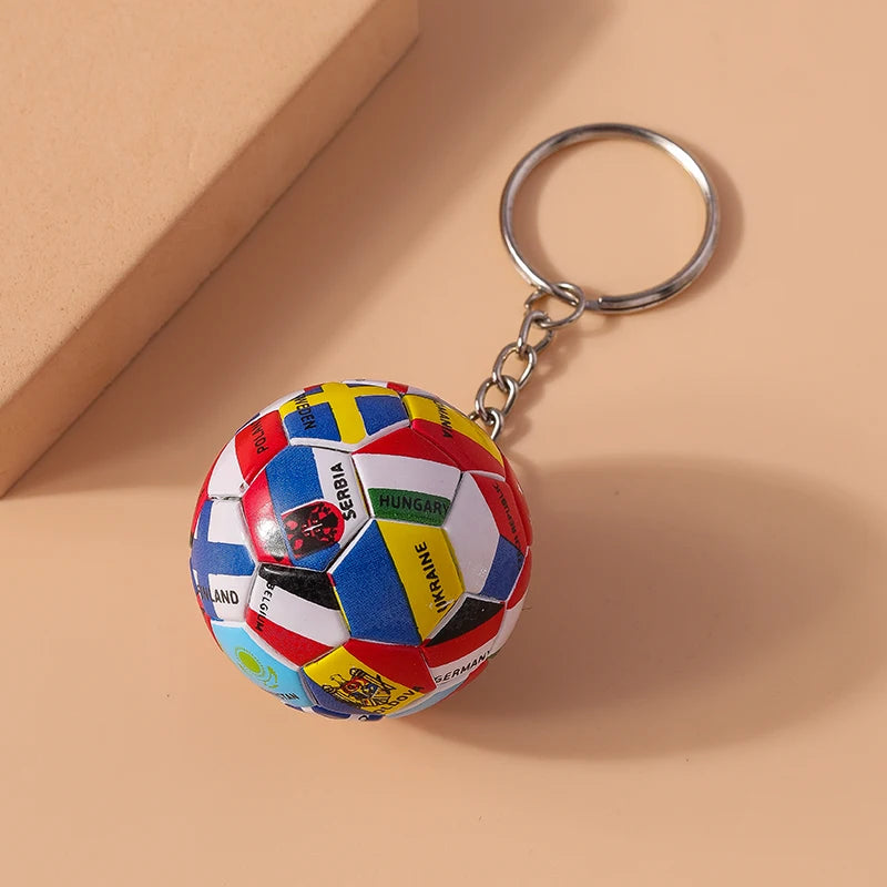 Aihua 1Pc 3D Simulation Sports Football Pendant Keychain Countries Ball Flag Key Chain For Fans Car Bag Backpack Accessories