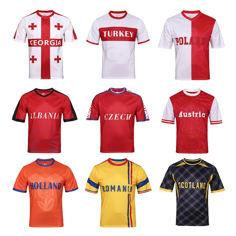 Top 24 of the European Soccer Jersey, Italy, France, Germany, Spain, Football Shirts Short Sleeve for Men, Quick drying