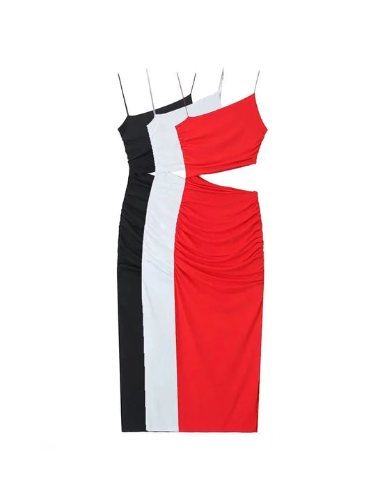 Sexy Asymmetric Neck Thin Straps Female Dresses