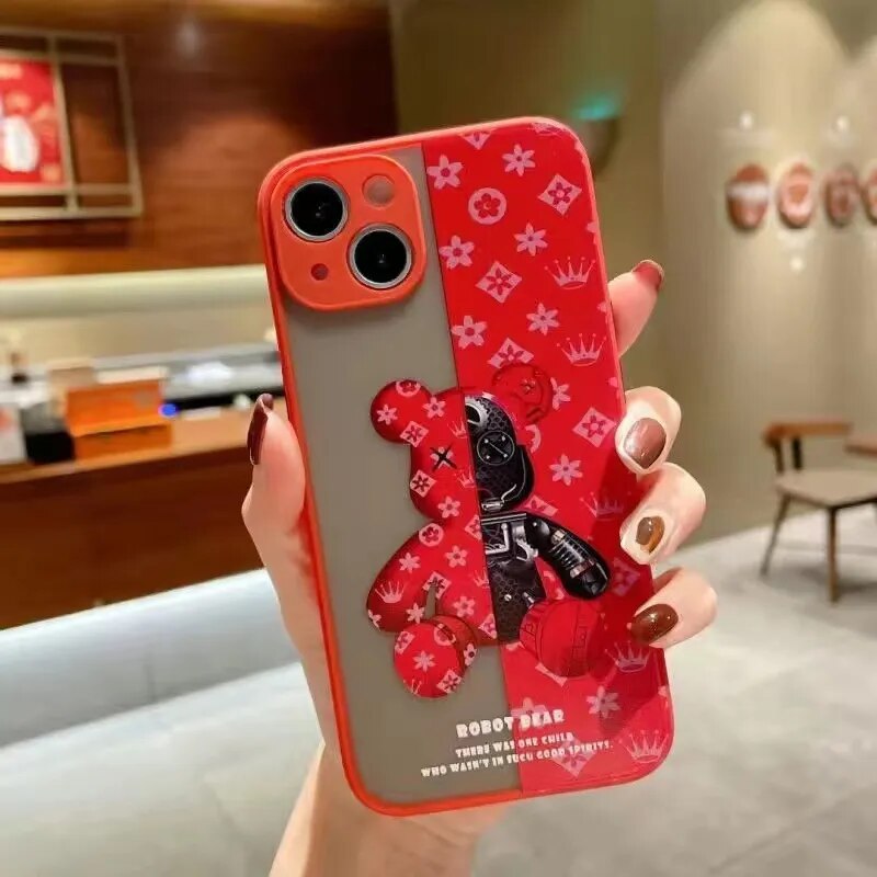 Painted Bear For Iphone 11 12 7 8 Plus Soft Cover Skin Frosted Phone Cases For Apple Iphone 13 Mini 14 Pro Xr Xs Max 13Pro 14Pro