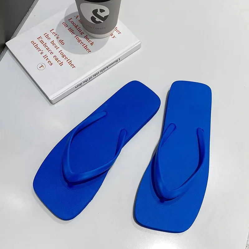 Solid Color Non-slip Leisure Couple Slippers Women Summer