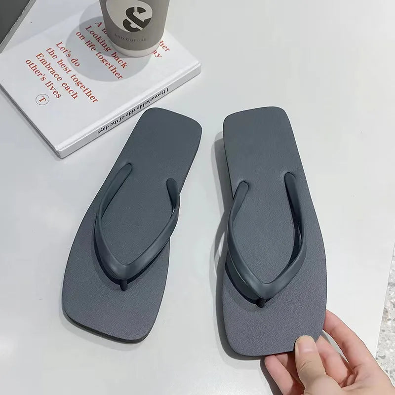 Solid Color Non-slip Leisure Couple Slippers Women Summer