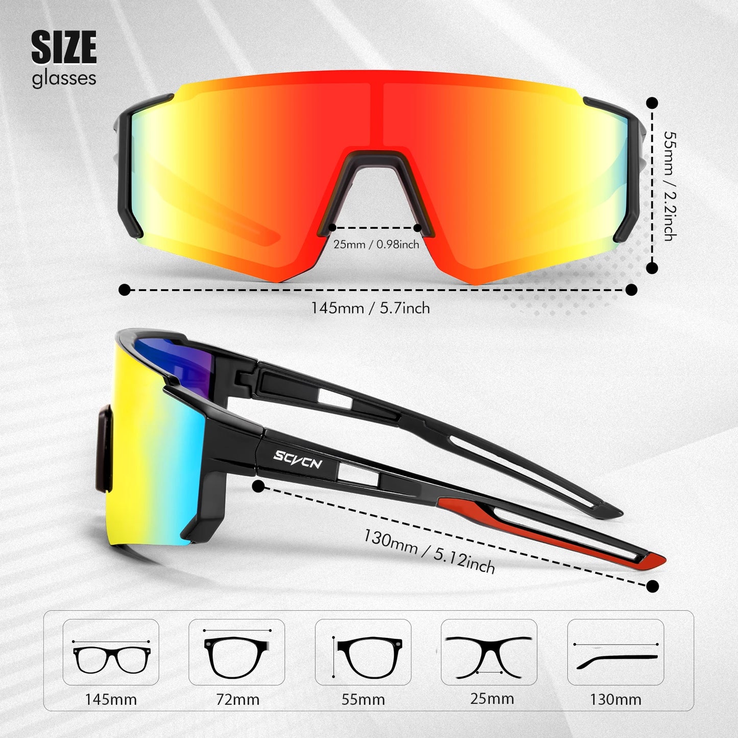 SCVCN Fashion Street Sunglasses for Men and Women Sport Y2K Cycling