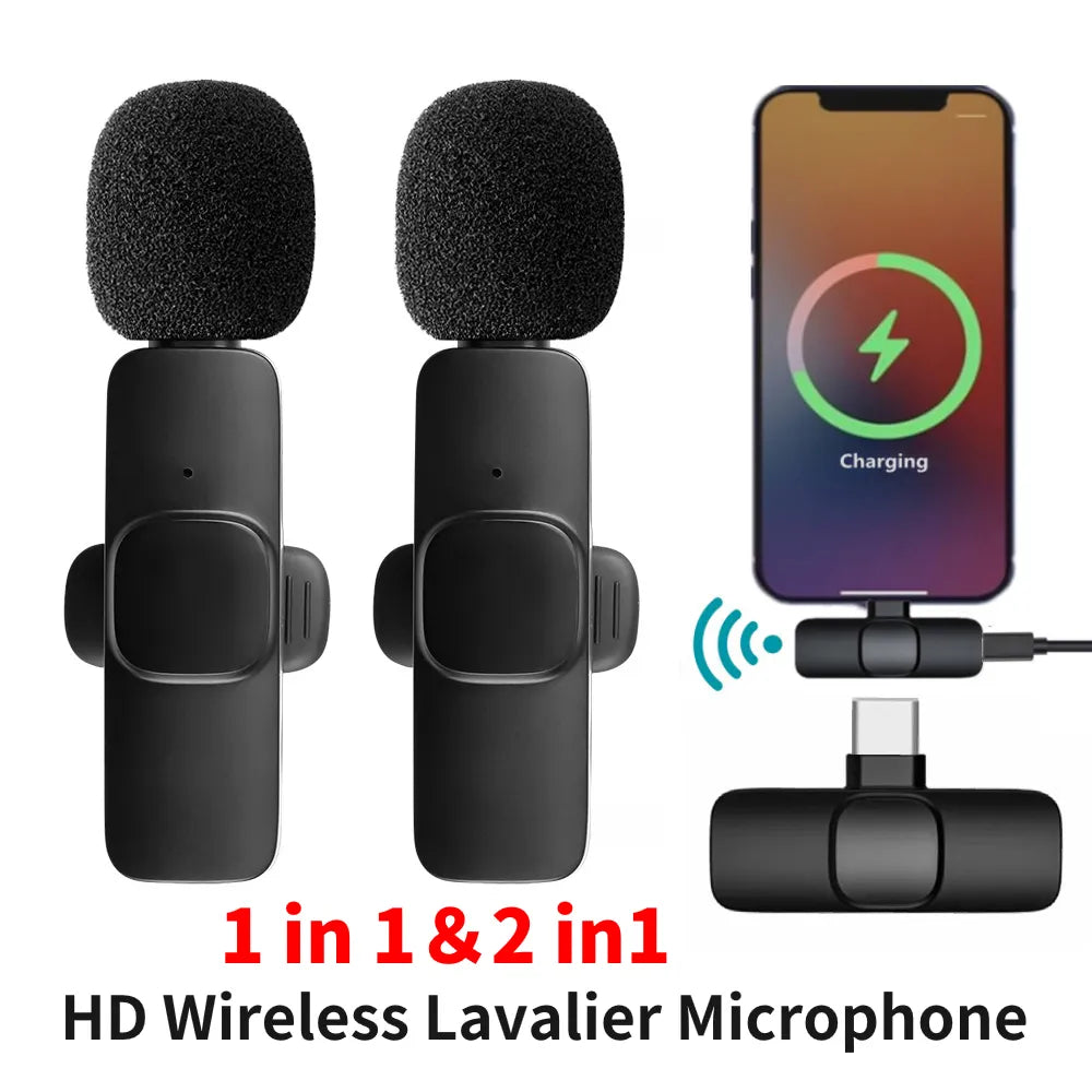 New Wireless Lavalier Microphone Portable Audio Video Recording Mini Mic for iPhone Android