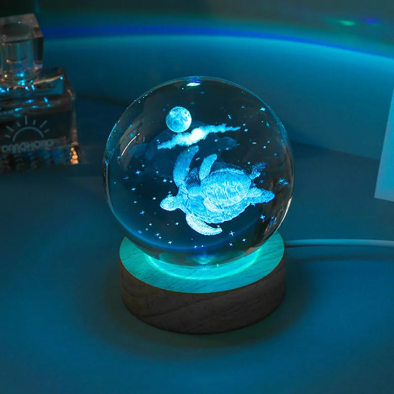 3D Crystal Lights Lamp Glowing Planetary Galaxy Night Light Crystal Ball Night Lights Bedside Light Home Decor