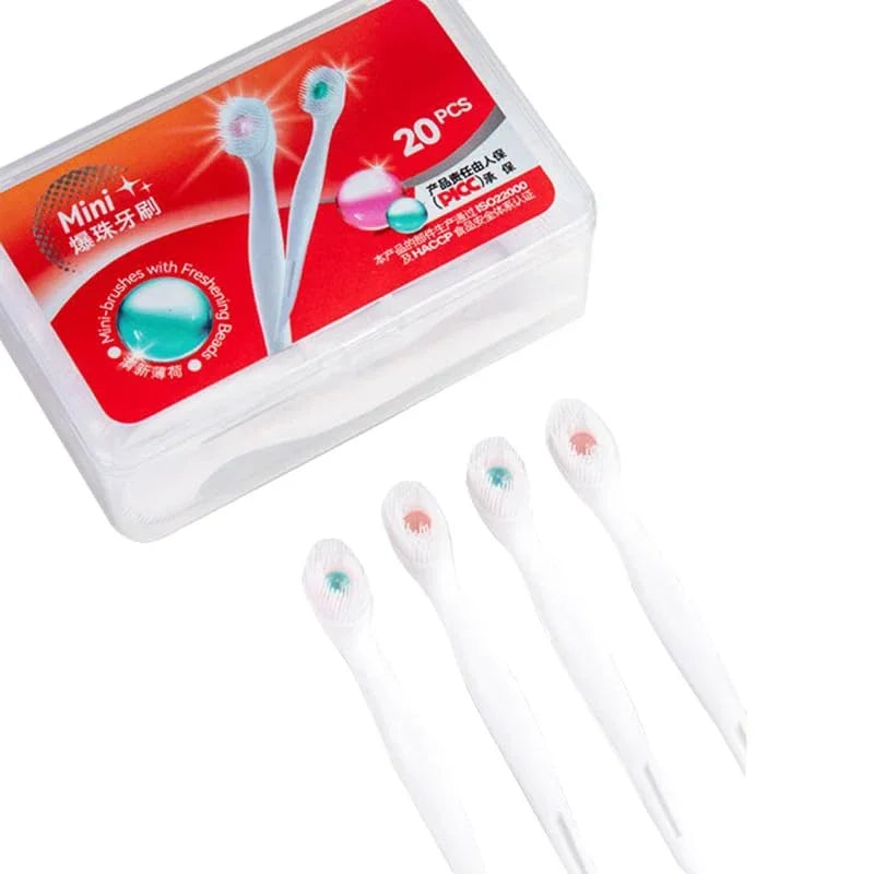 20PC 2 Flavours Portable Travel Toothbrush Exploded Bead Toothbrush Disposable Adult Cleaning Toothbrush Individually Packaged