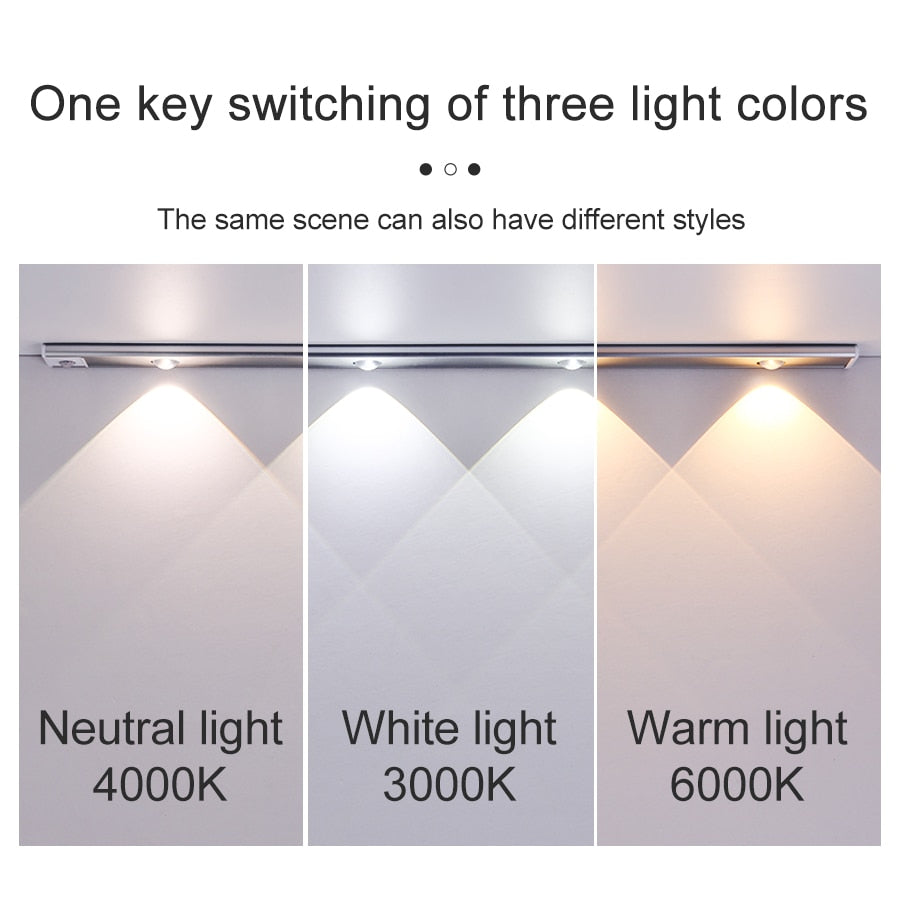 30/40/60CM Ultra thin LED Lights Cabinet Lighting PIR Motion Sensor USB Rechargeable Wireless Night lights