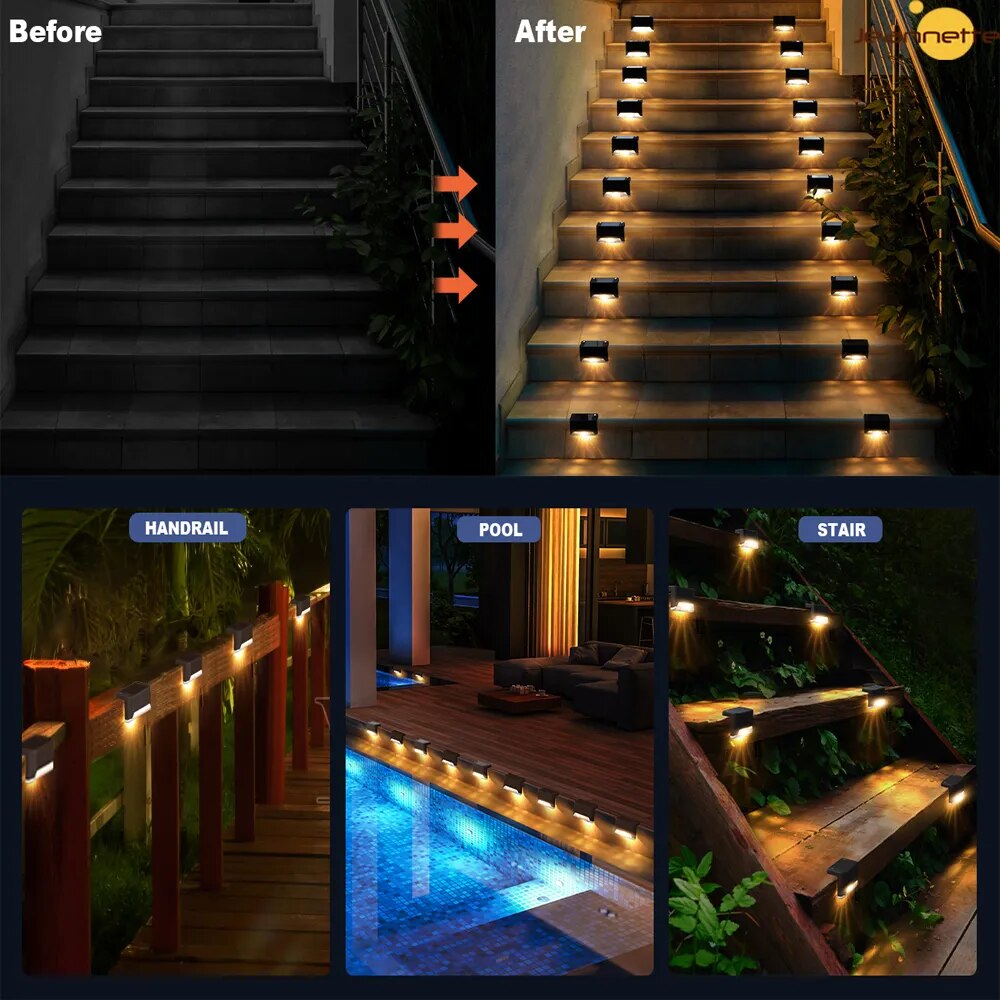 LED Solar Stair Light Solar Path Lamp Waterproof Outdoor LED Lights for Garden Pathway Yard Patio Steps Fence Deck