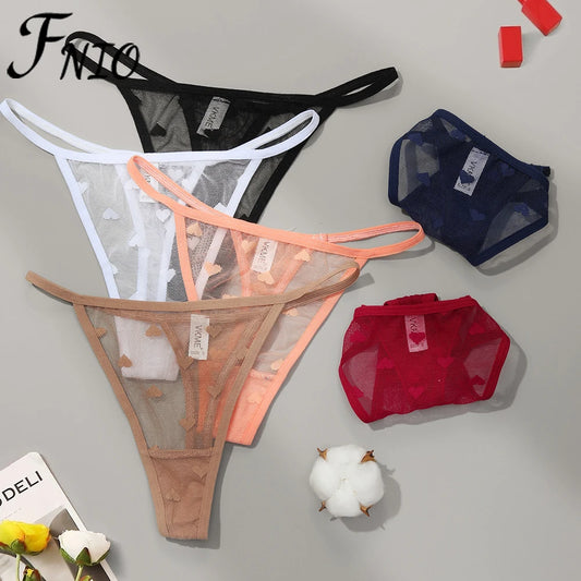 2PCS/Set Mesh Transparent Thong Women Panties Seamless