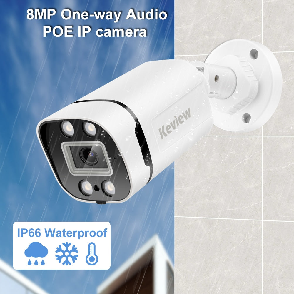 4K 8MP POE IP Camera Audio Outdoor POE H.265 Onvif Bullet CCTV Home 5MP Color Night Vision Security Camera