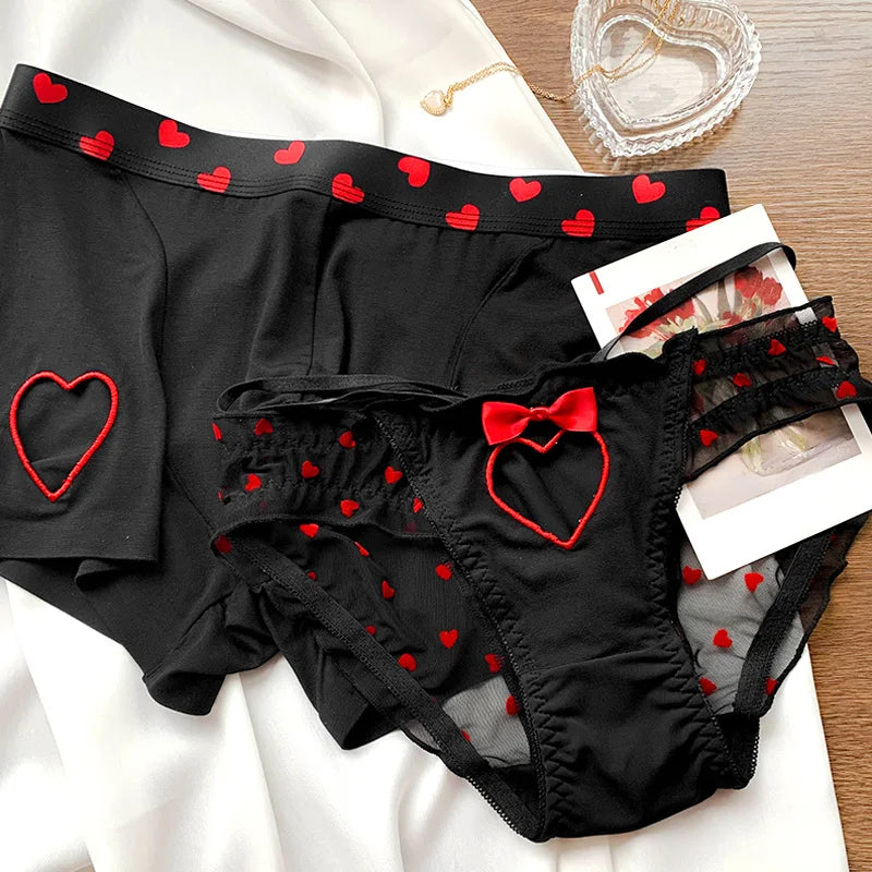 Heart Printed Couple Underwear