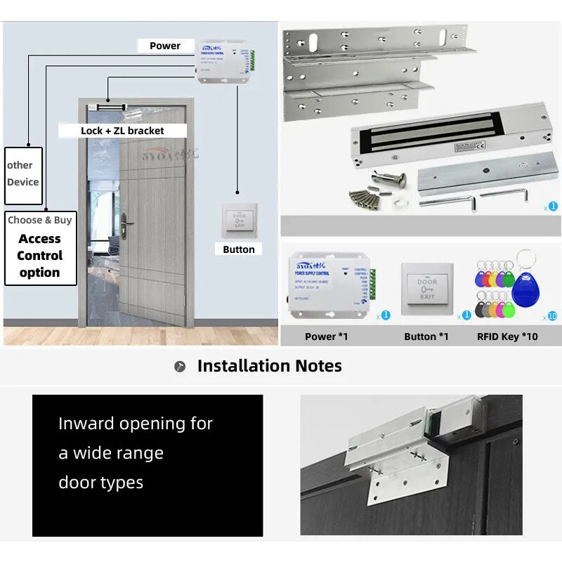 Access Control System Safe Electronic Gate Opener Home Garage Digital Set Electric Magnetic RFID Smart Door Lock Kit