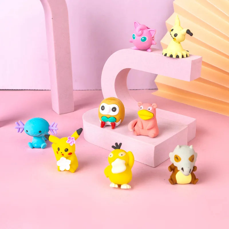 32pcs/Set Pokemon Anime Sanrio Hello Kitty Crayon Pikachu Figure Diy Cartoon Pencil Eraser Student School Stationery Kids Gift