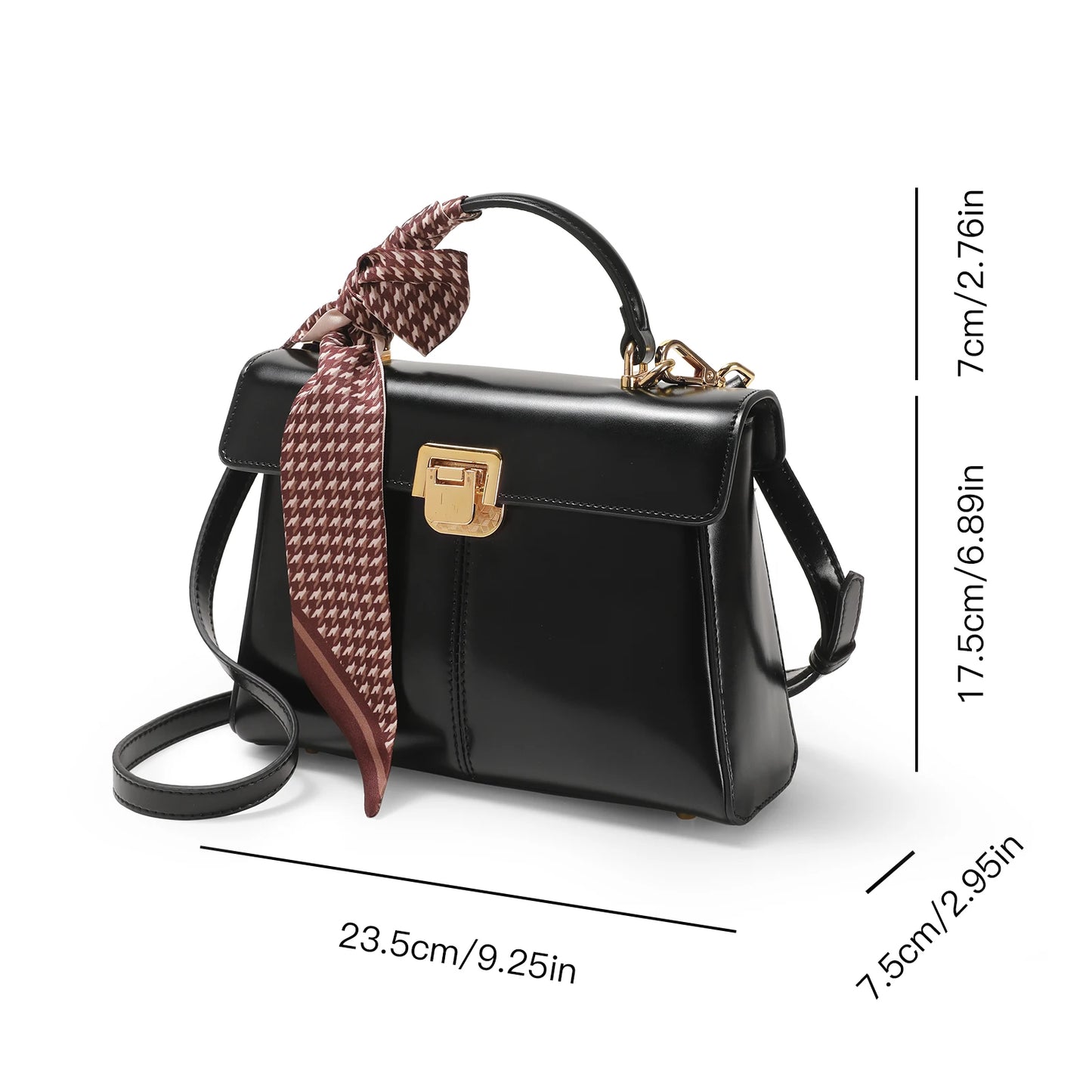 Luxury Crossbody Bag With Scarf Decor