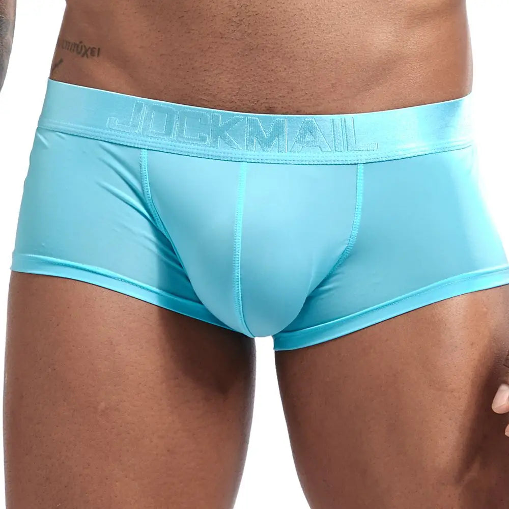 Sexy Ultra-thin Ice Silk Material Men's Underwear Fashion Solid Color Boxer Briefs Summer Cool and Breathable Male Trunks