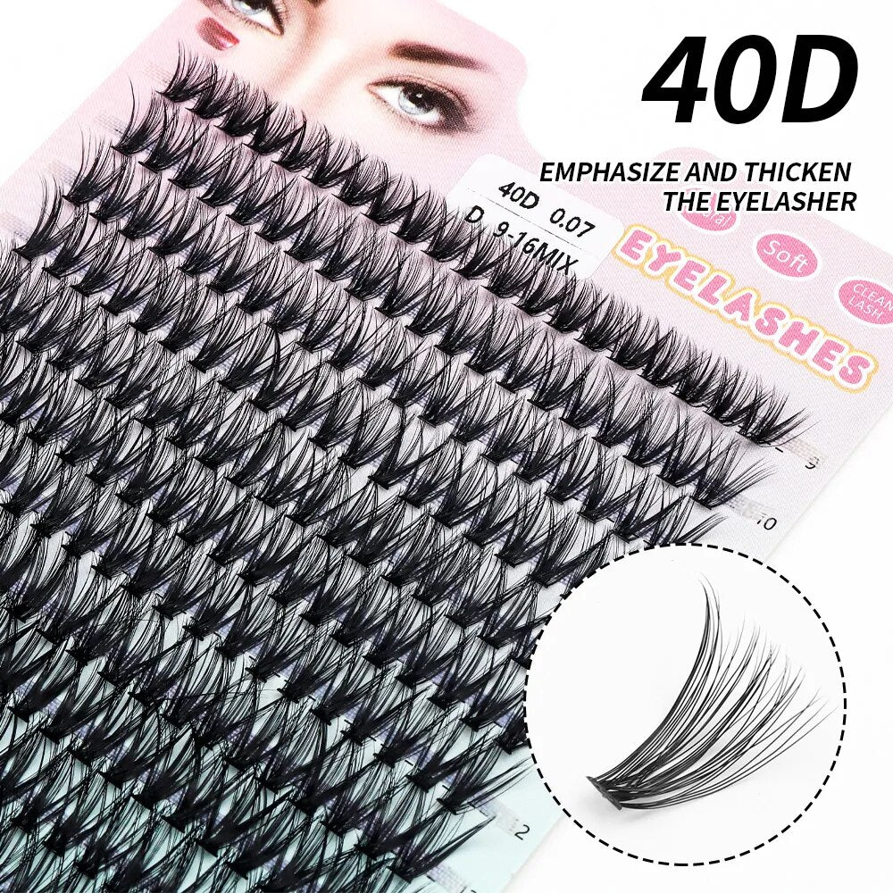 280 PCS Individual Lashes Cluster DIY Lash Clusters 10D 20D 30D 40D D Curl 9-16mm Cluster Lashes DIY Individual Eyelashes Lashes