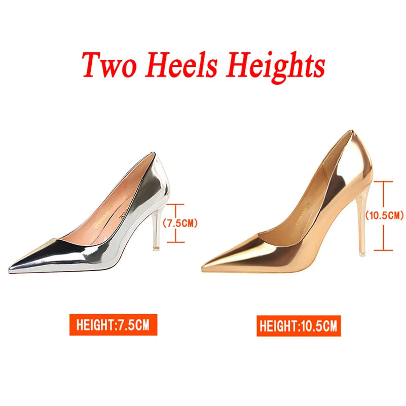 Women Metallic Leather Pumps