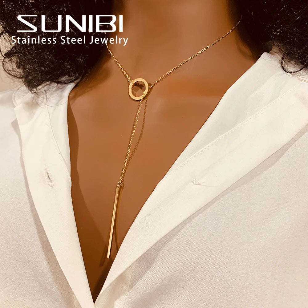 SUNIBI Fashion Stainless Steel Necklace for Woman