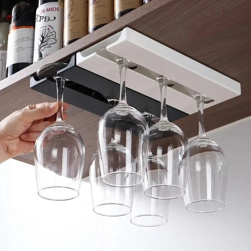 Wine Glass Rack Wall-mounted Multi-function Wine Glass Hanging Rack Family Kitchen