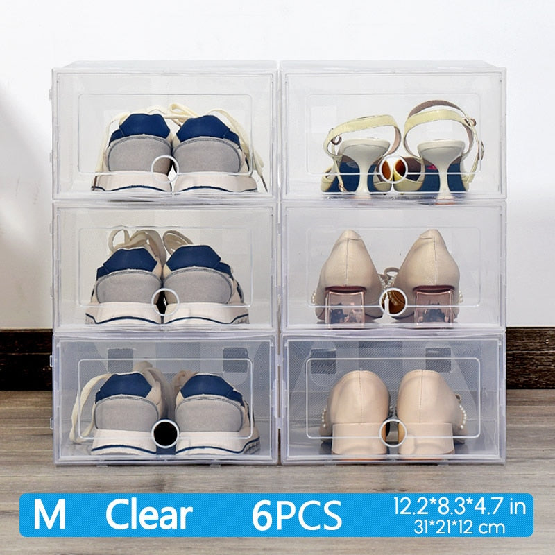 6Packs Transparent Shoe Box Shoes Organizers Plastic