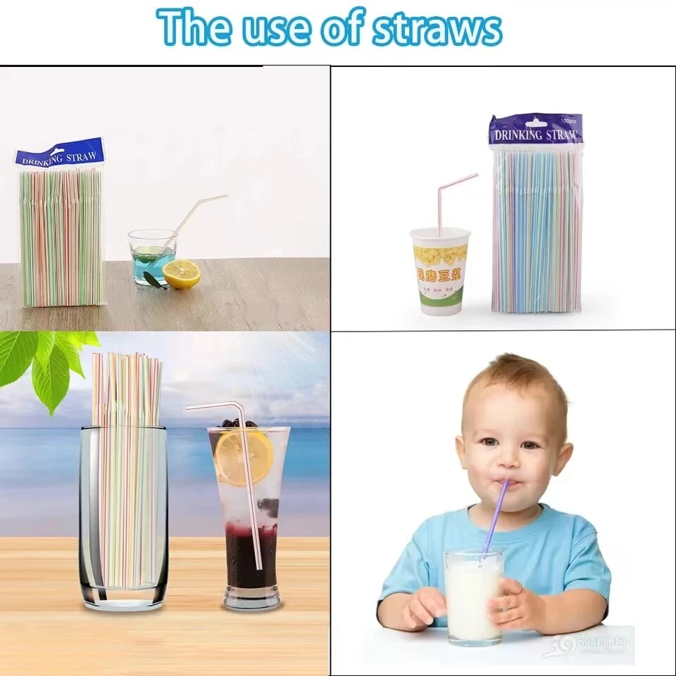 50-1000Pcs Drinking plastique Straws Colorful Flexible Wedding Party Supplies Plastic Drinking plastic Straws Kitchen