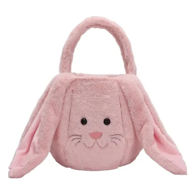 Bunny Storage Basket Large Capacity Portable Bunny Handbag Plush Easter Rabbit Storage Bag Candy Basket Household Supplies