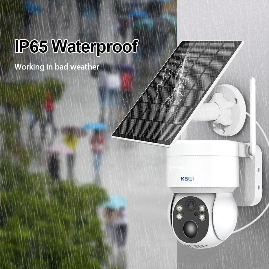 KERUI 4MP Outdoor Waterproof Wifi IP Camera Panel Solar Camera with Rechargeable Battery PTZ Home Security Video Surveillance