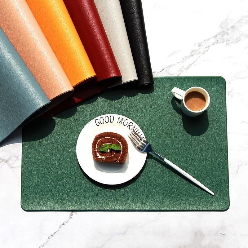 Nordic Household Leather Placemat Hotel Restaurant Western Place Mat Rectangular Waterproof Oil-proof Placemat