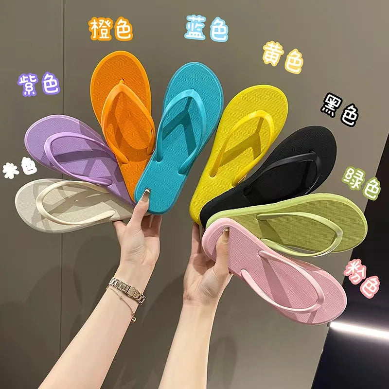 Solid Color Non-slip Leisure Couple Slippers Women Summer