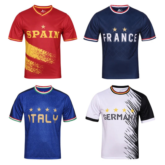Top 24 of the European Soccer Jersey, Italy, France, Germany, Spain, Football Shirts Short Sleeve for Men, Quick drying