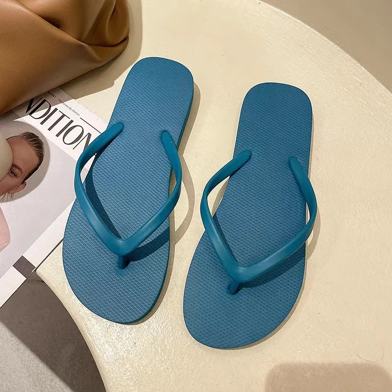 Solid Color Non-slip Leisure Couple Slippers Women Summer