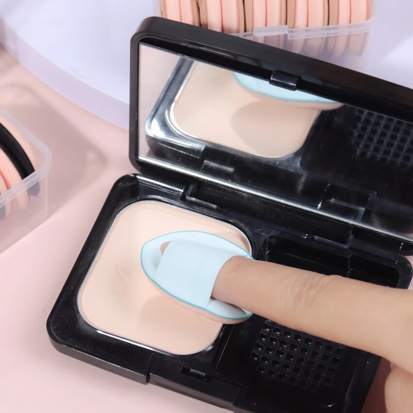 Mini Size Finger Puff Makeup Sponge Set, Face Concealer Foundation, Puff Detail, Professional Cosmetic Pad, Makeup Tool