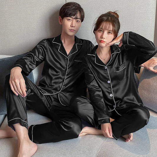 Couple Pajama Sets For Mens Pyjama Loungewear Long Sleeve Sleep