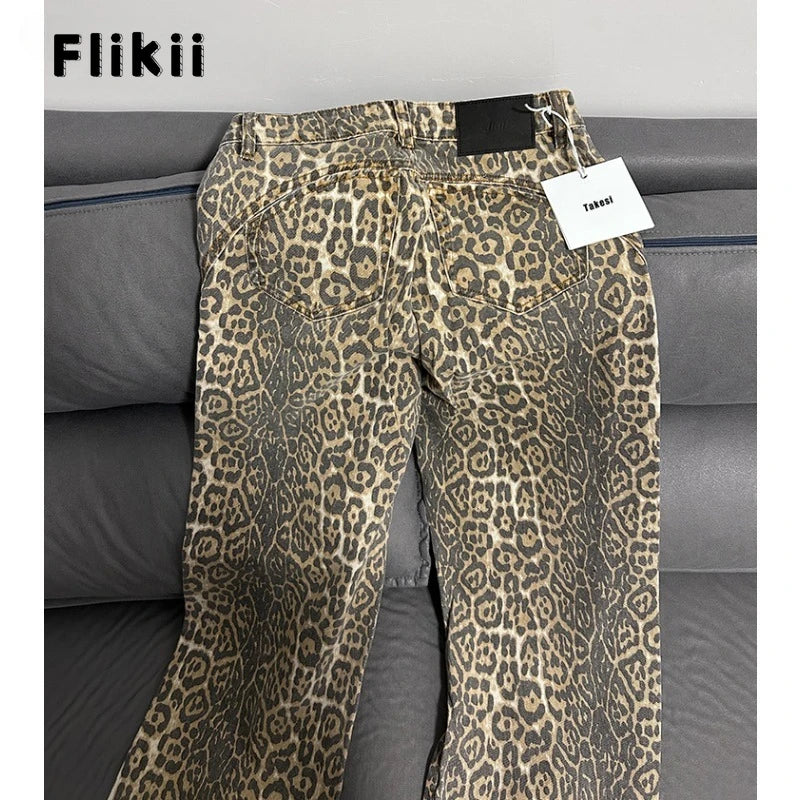 Viral Retro Leopard High Waist Baggy Jeans