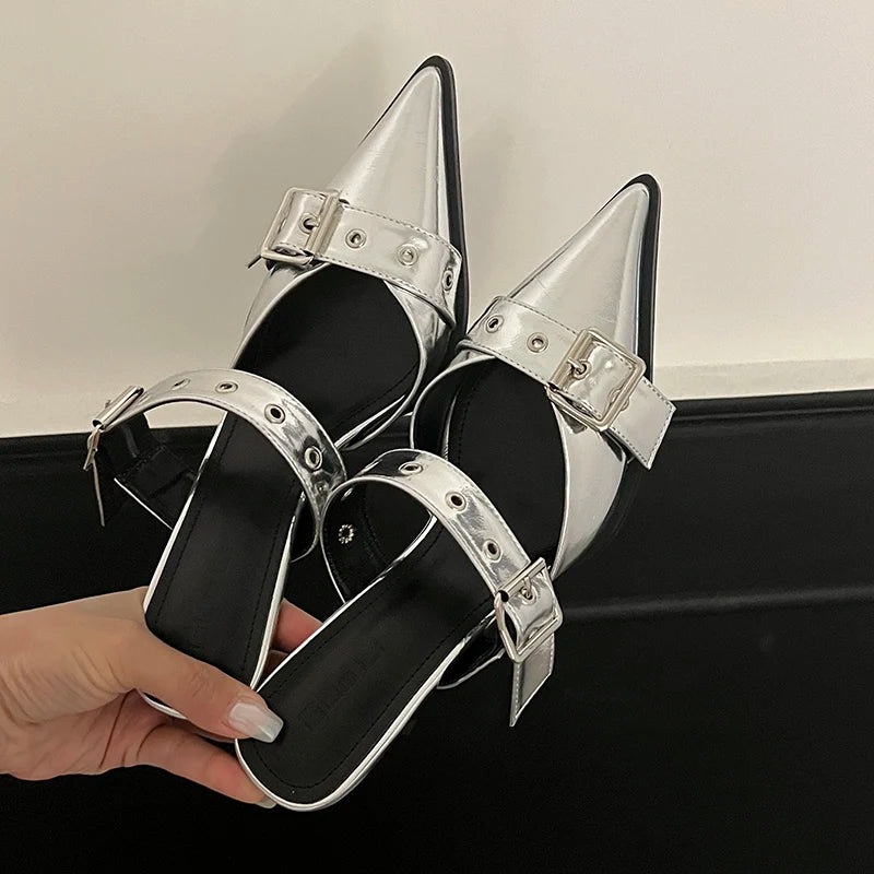 Metal Buckle High Heels