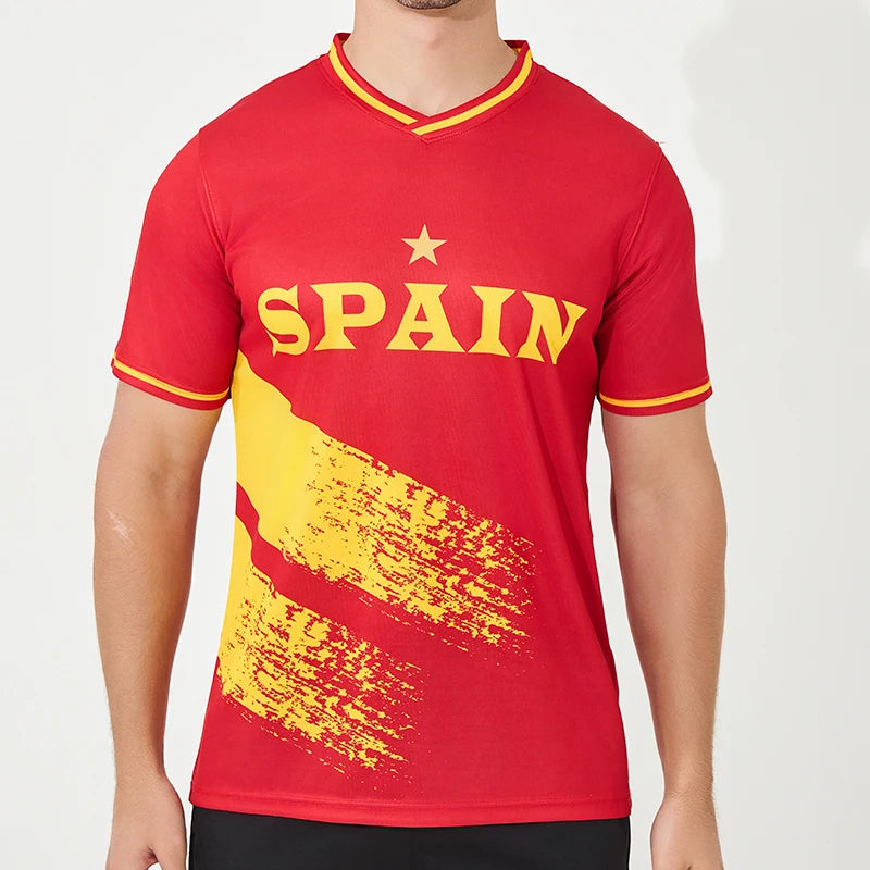Top 24 of the European Soccer Jersey, Italy, France, Germany, Spain, Football Shirts Short Sleeve for Men, Quick drying