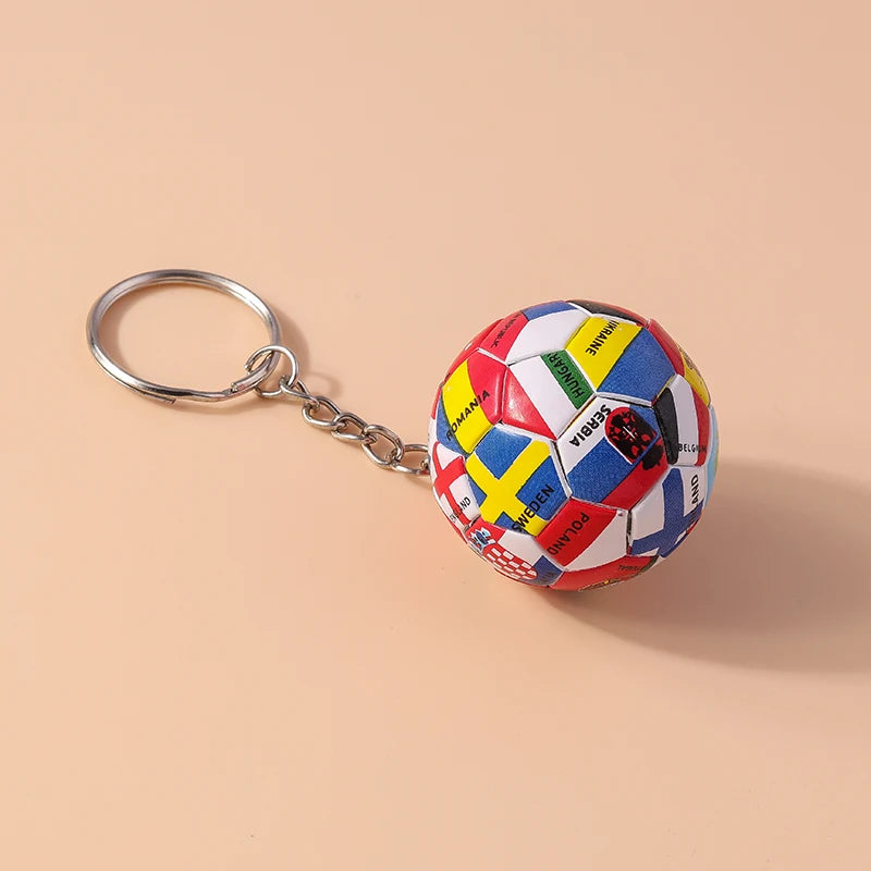Aihua 1Pc 3D Simulation Sports Football Pendant Keychain Countries Ball Flag Key Chain For Fans Car Bag Backpack Accessories