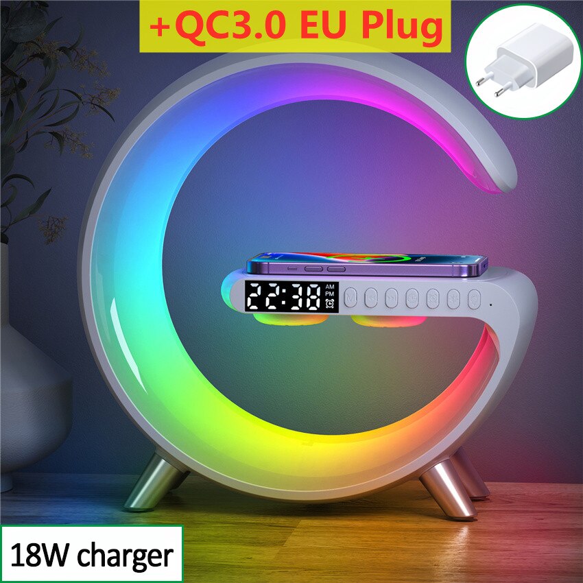 Multifunctional Wireless Charger Stand Alarm Clock Speaker