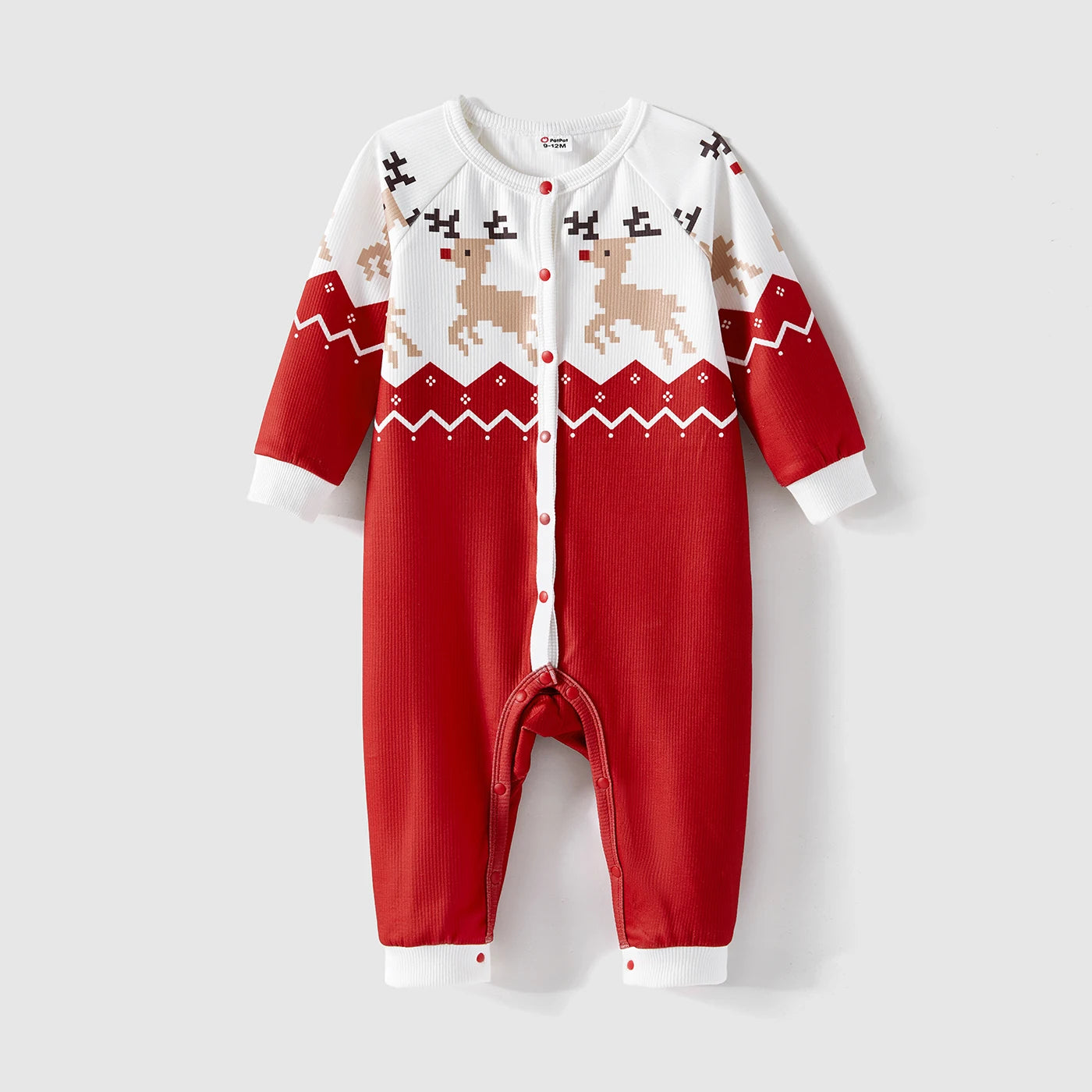 PatPat Christmas Family Look Matching Outfits Sweatshirts Allover Reindeer Print Raglan-sleeve Clothes