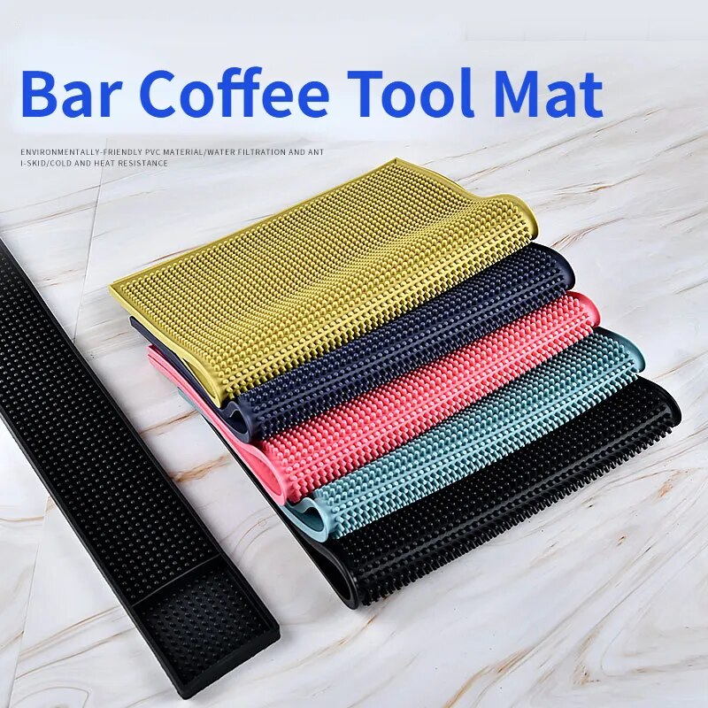 Wine Bar Mat Coffee Maker Countertop Spill Mats Bar Service Mat Dish Glass Drying Mat for Barista Cocktail Bartender Black