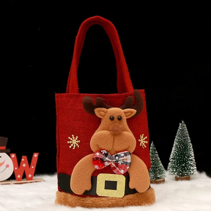 1PCS Christmas Gift Bags Handbags Tote Bags Candy Bags Snowman Bear Gift Bags Storage Bags Christmas Decoration 2024