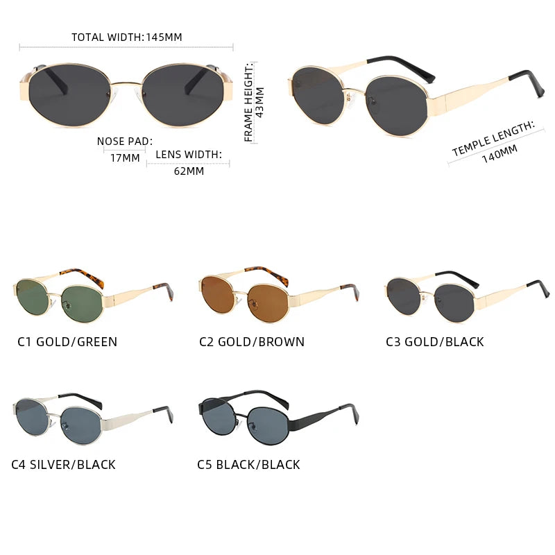 Luxury Small Oval Sunglasses Men and Women.