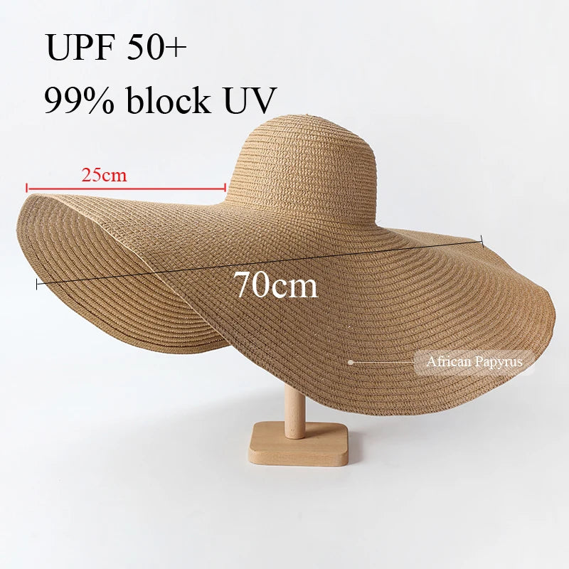 70cm Oversized  Wide Brim Sun Hat Travel  Large UV Protection Beach