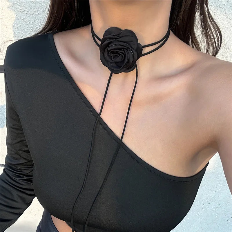 Gothic Phantom Flower Clavicle Chain Necklace for Women