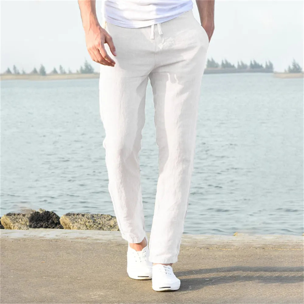 Men's Cotton Linen Pants Male