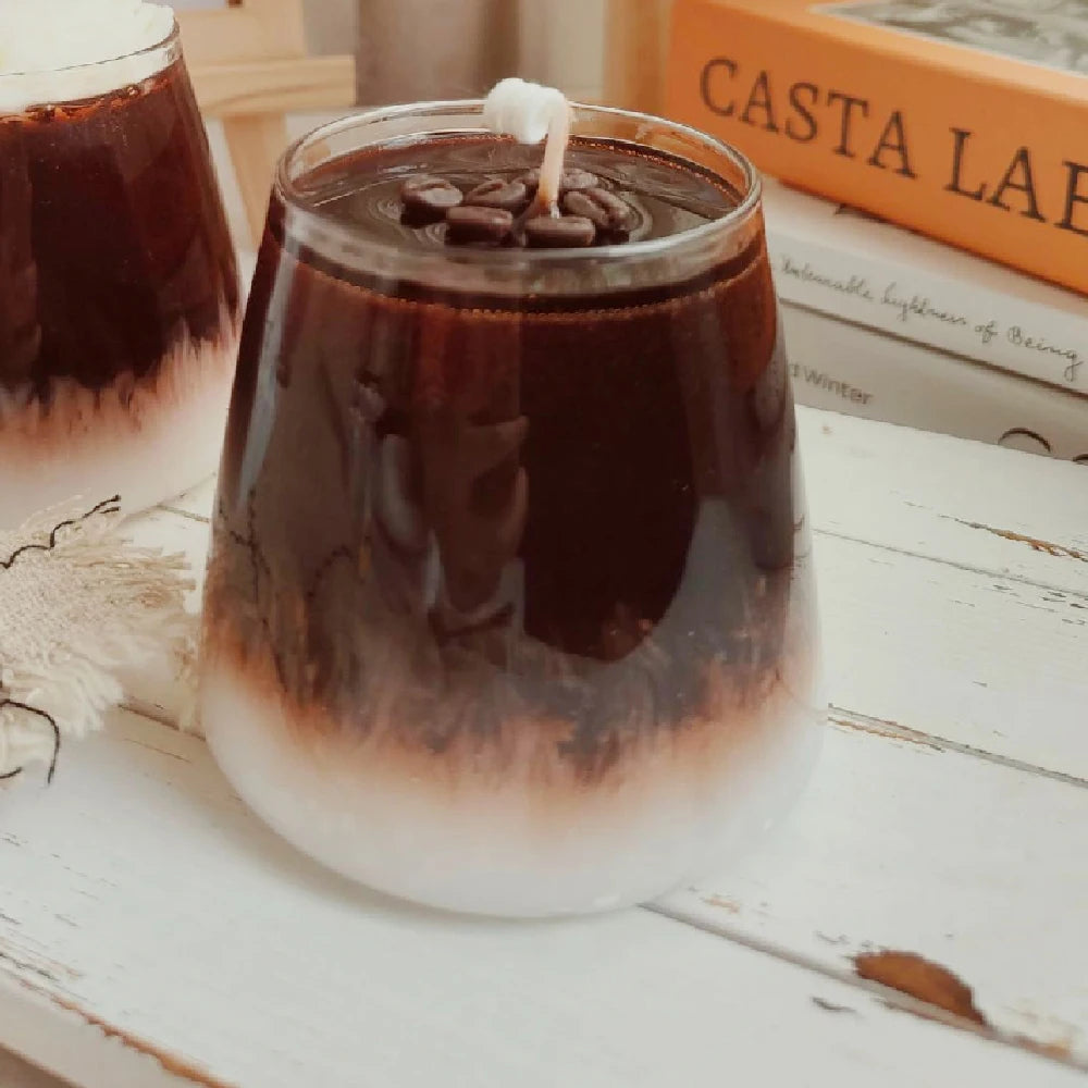 Coffee Ice American aromatherapy Candle Shooting Prop with Hand Gift Glass Cup Jelly Wax