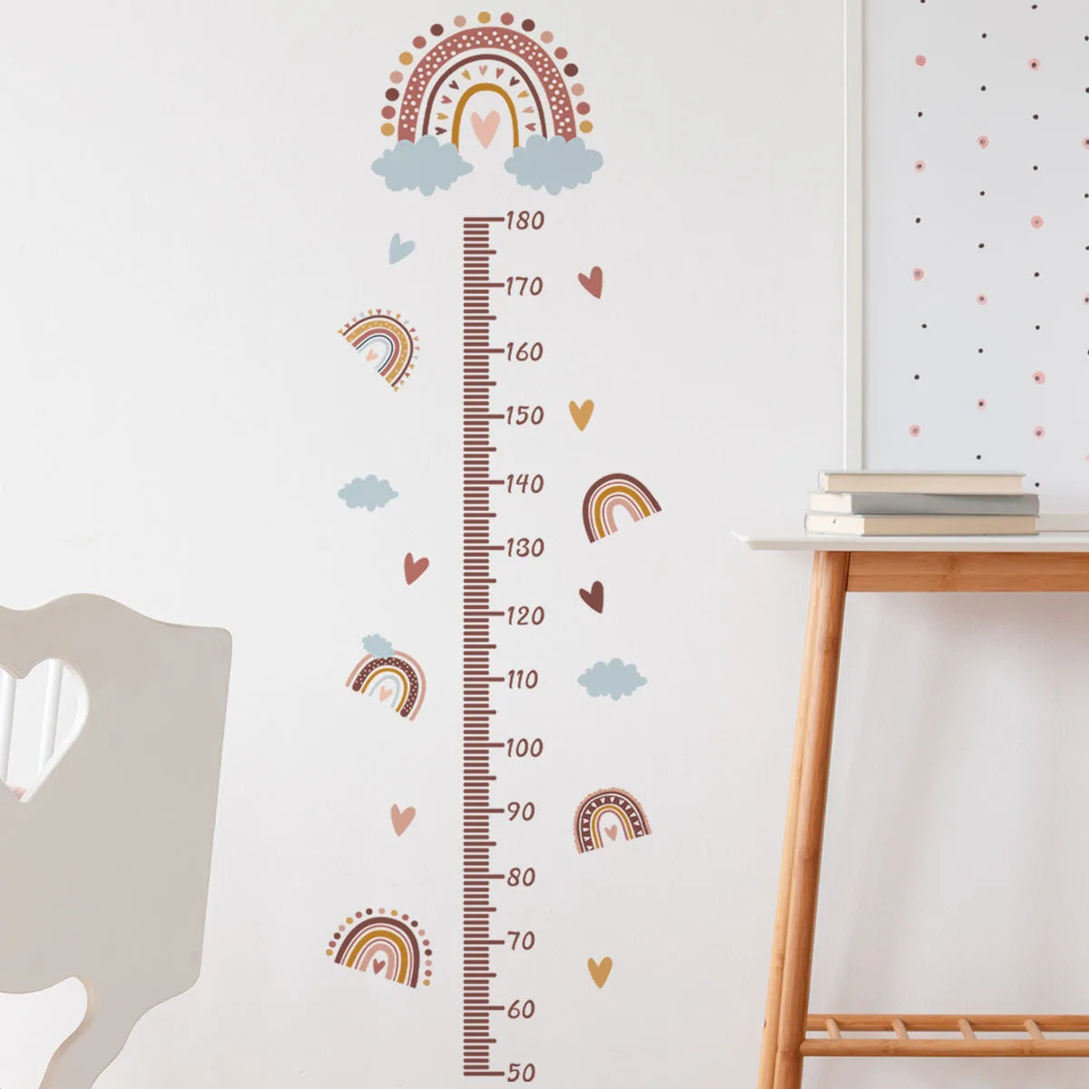 Rainbow Height Measurement Wall Stickers for Kids Room Height Ruller Grow Up Chart Wall Decals for Baby Nursery Room Decoration